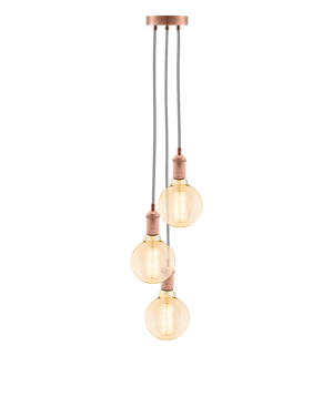 Cluster Chandelier - Staggered: Grey and Copper Hangout Lighting 3 Staggered