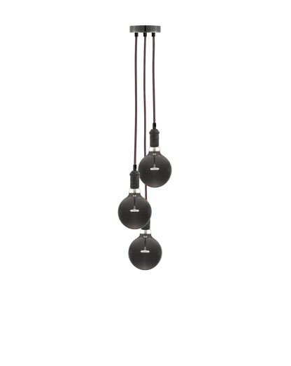 Taupe and Graphite Cluster chandelier with 3 Pendants and Smoke Bulbs