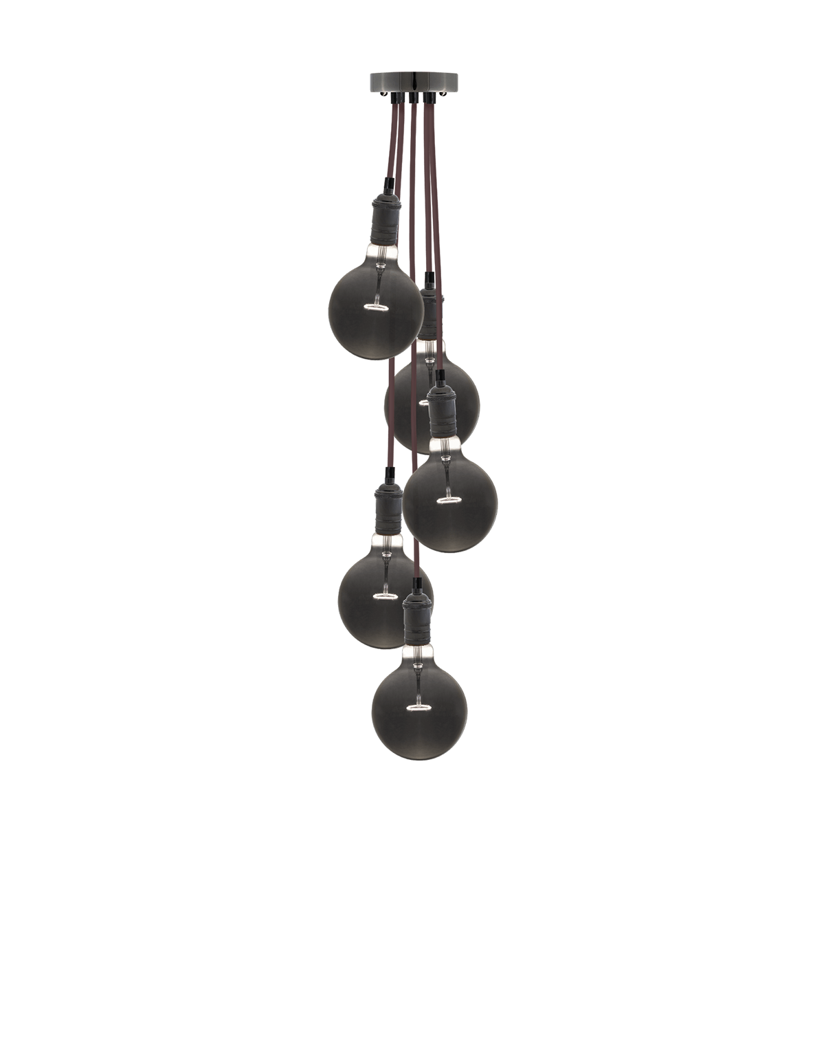 5 Pendant Light Cluster Chandelier with Graphite and Smoke Bulbs