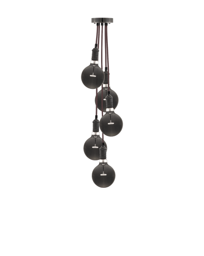 5 Pendant Light Cluster Chandelier with Graphite and Smoke Bulbs