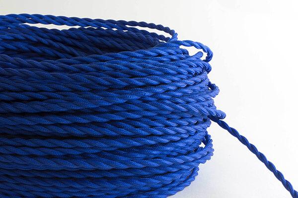 Cobalt Twisted Fabric Cord by the Foot Hangout Lighting 