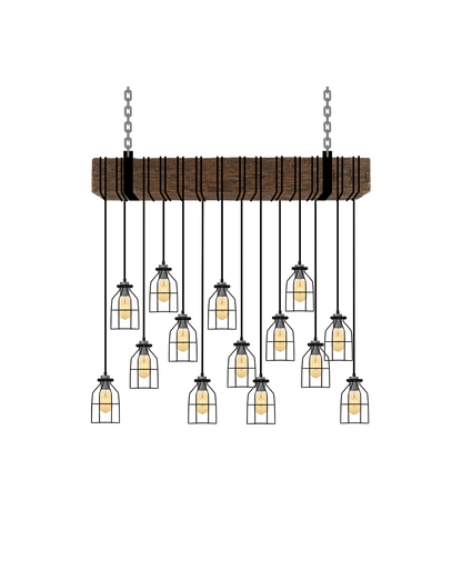 Faux Beam 14 Pendant Wrap: Steel with Black Cages Hangout Lighting 4' Beam