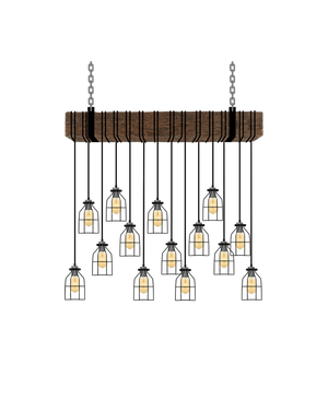 Faux Beam 14 Pendant Wrap: Steel with Black Cages Hangout Lighting 4' Beam