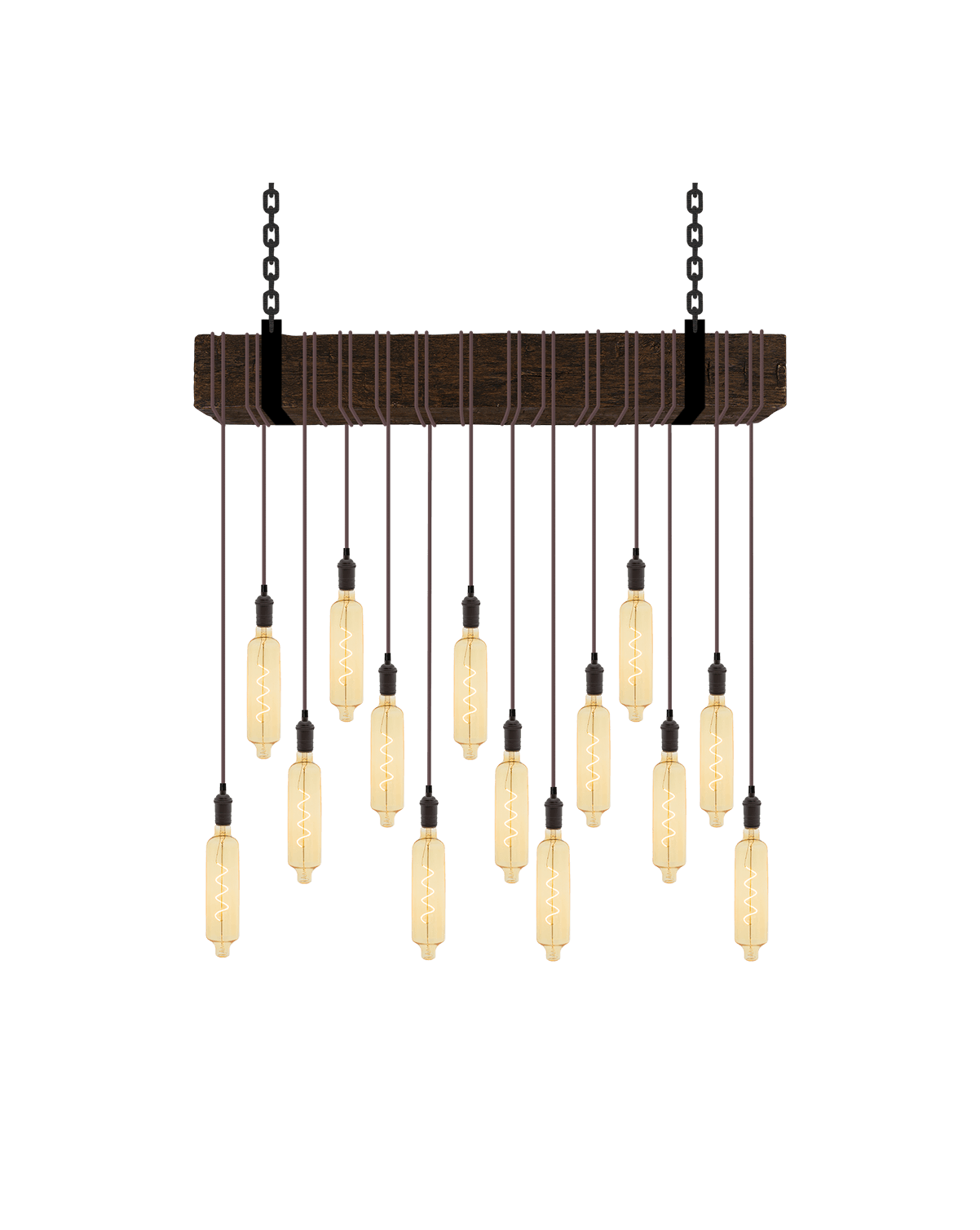 Faux Beam 14 Pendant Wrap: Taupe with XL Tube Bulbs Hangout Lighting 4' Beam