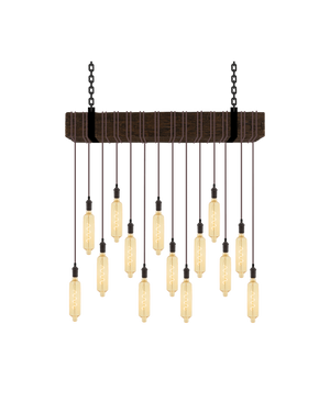 Faux Beam 14 Pendant Wrap: Taupe with XL Tube Bulbs Hangout Lighting 4' Beam
