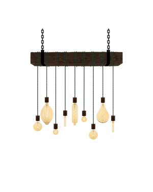 Faux Beam 9 Pendant Wrap: Ebony and Pine Hangout Lighting 4' Beam