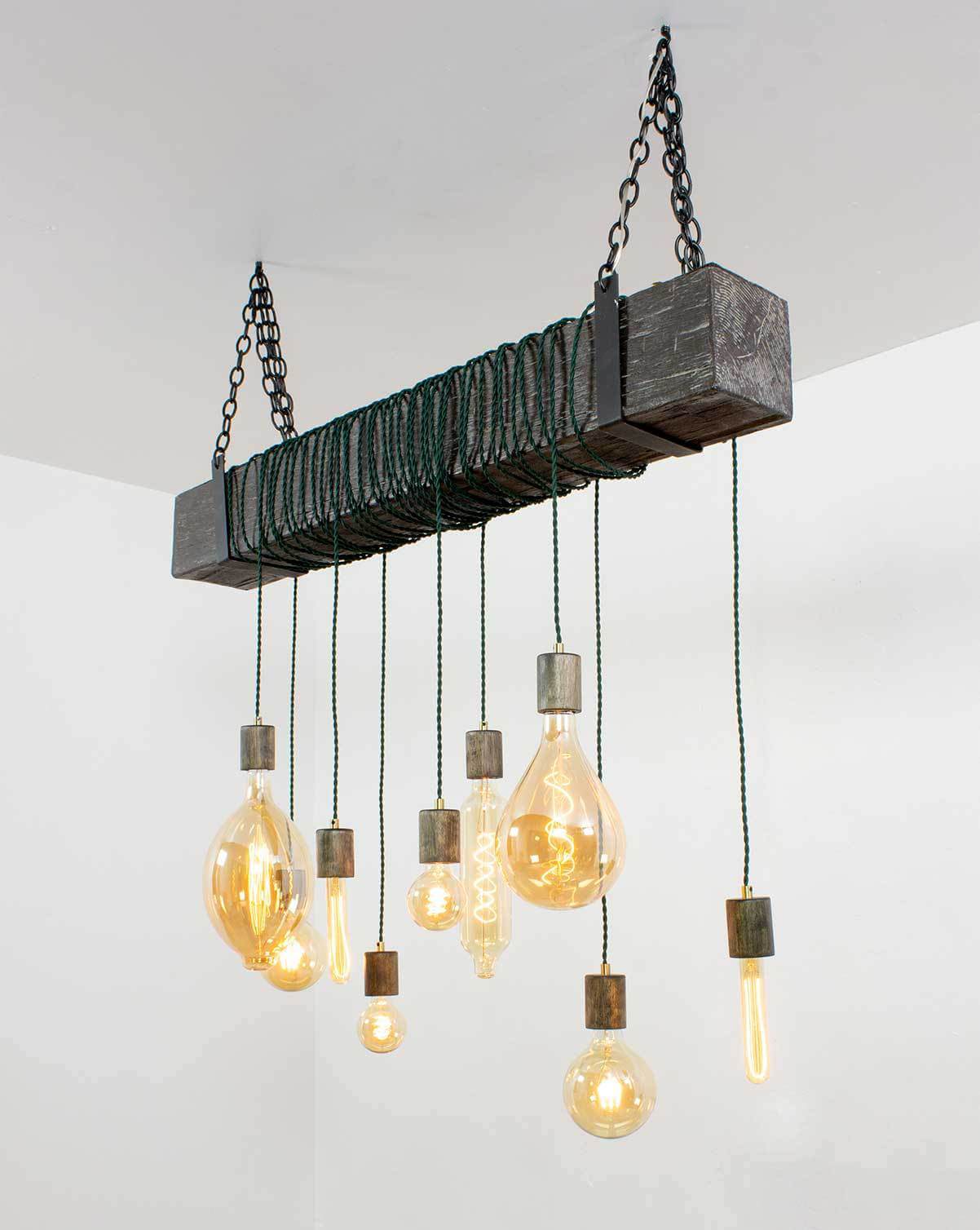 Faux Beam 9 Pendant Wrap: Ebony and Pine Hangout Lighting 