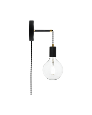 Plug-in Adjustable Wall Sconce: Black and Brass Hangout Lighting 