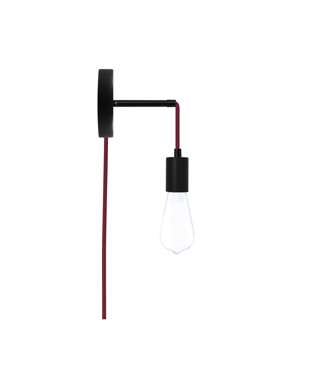 Plug-in Adjustable Wall Sconce: Black and Wine Hangout Lighting 