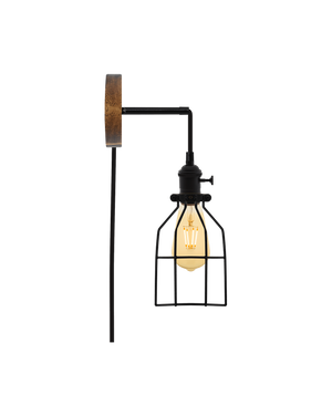 Plug-in Adjustable Wall Sconce: Walnut and Black Hangout Lighting 