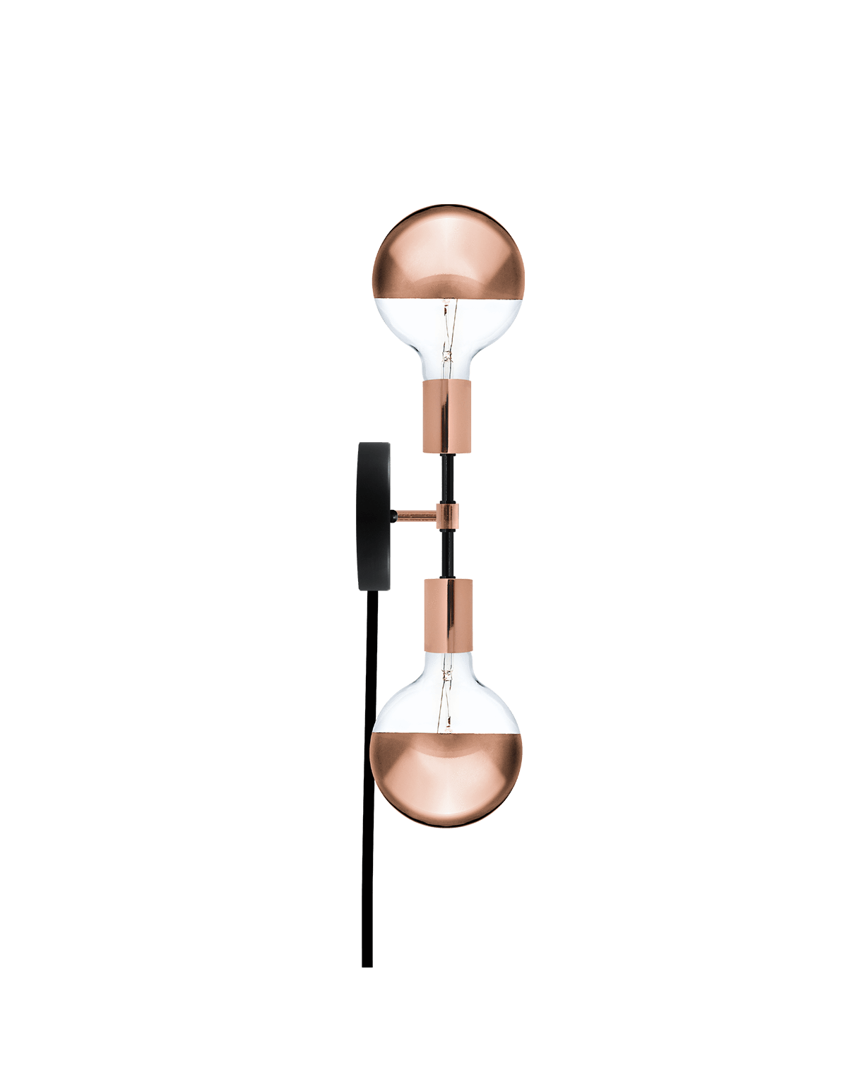 Plug-In Double Wall Sconce: Black and Copper Hangout Lighting 