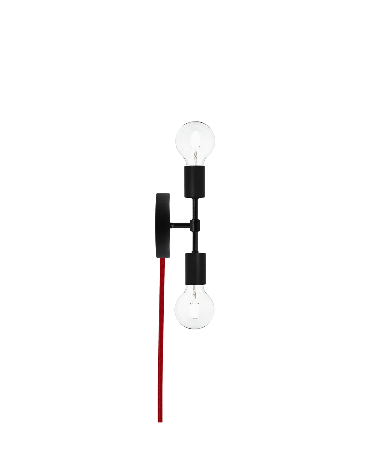 Plug-In Double Wall Sconce: Black and Red Hangout Lighting 