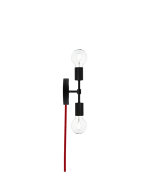 Plug-In Double Wall Sconce: Black and Red Hangout Lighting 