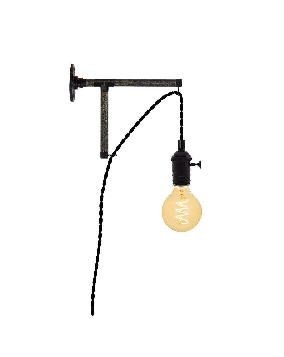 Plug-in L-Bracket Wall Sconce: Black Hangout Lighting 