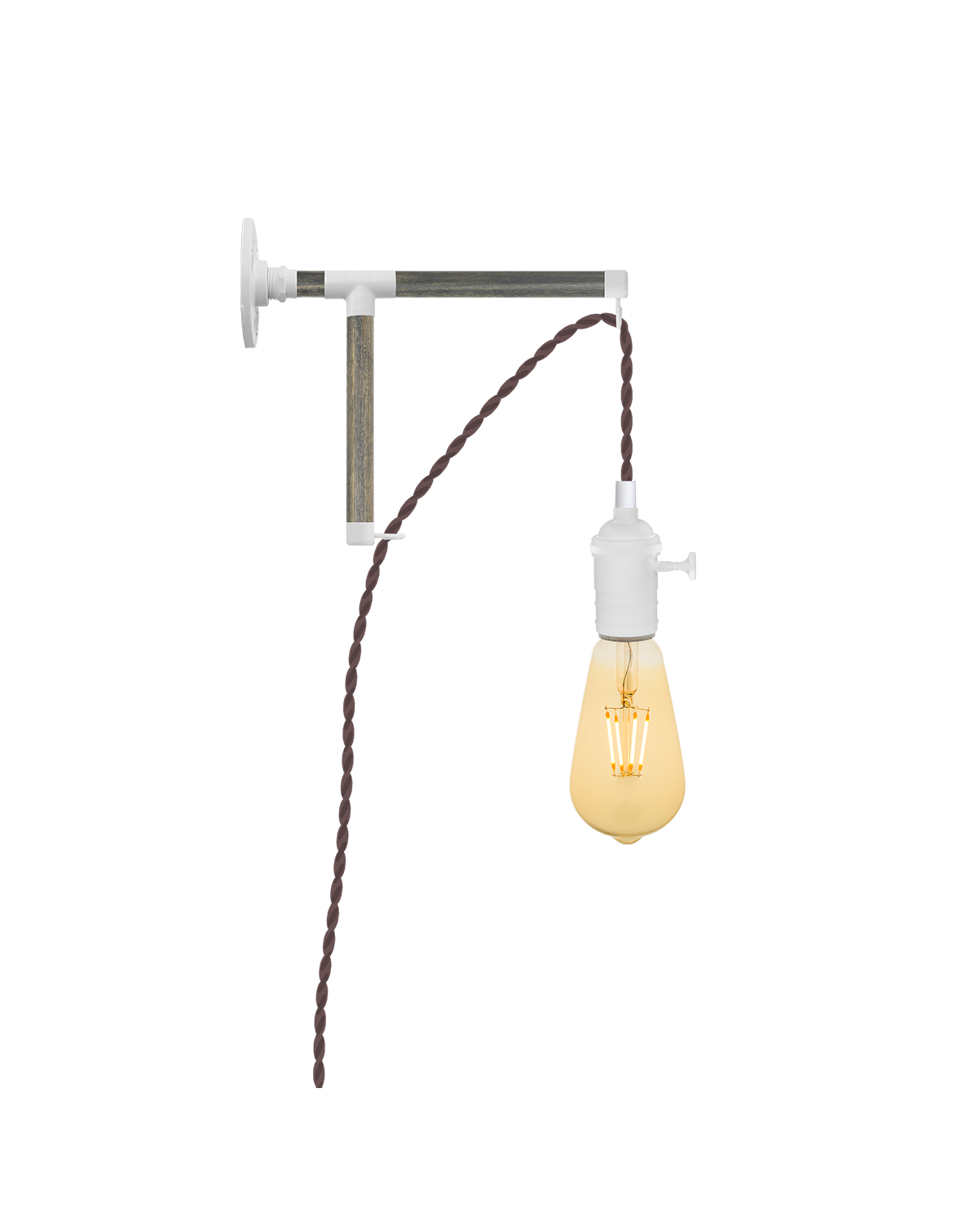 Plug-in L-Bracket Wall Sconce: White and Mauve Hangout Lighting 