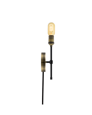 Plug-In Torch Wall Sconce: Black and Antique Brass Hangout Lighting 