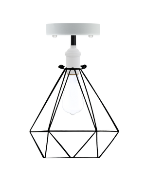 Semi Flush Mount: White with Black Diamond Cage Hangout Lighting 