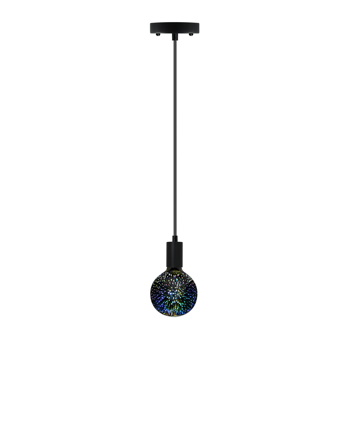 Single Pendant: Black with Firework Bulb Hangout Lighting 