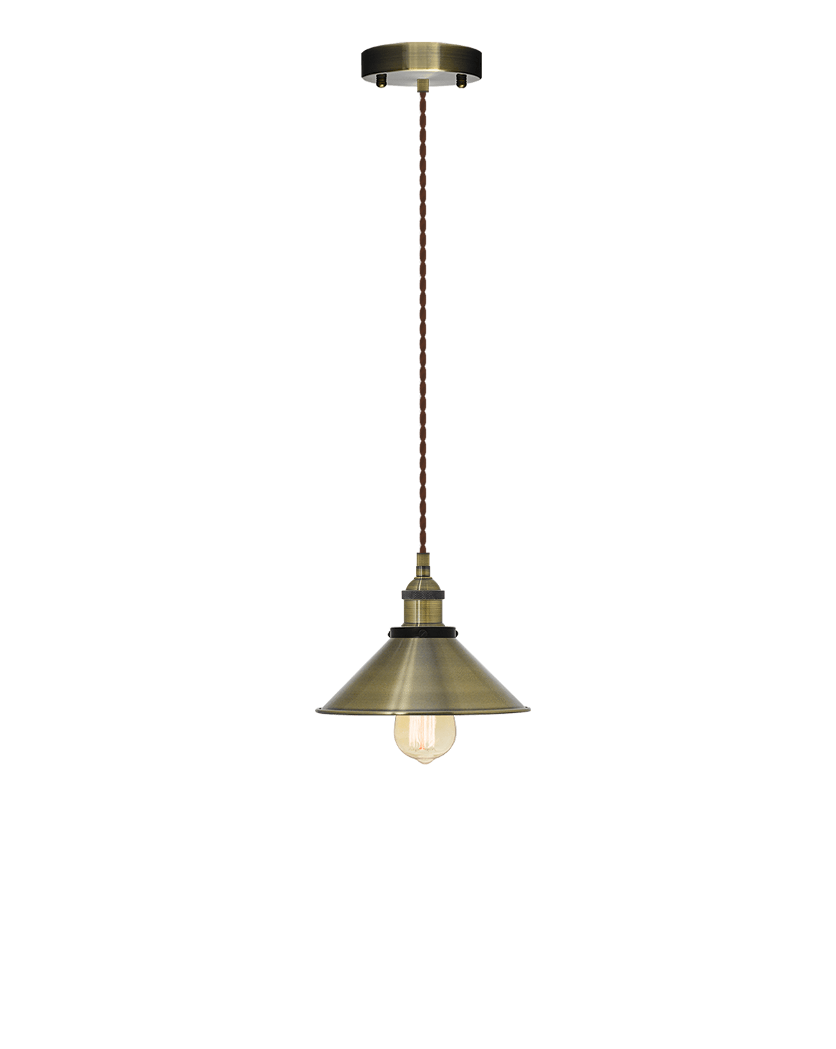 Single Pendant: Brown Twisted and Antique Shade Hangout Lighting 
