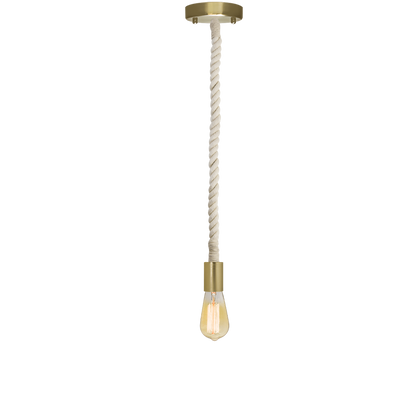 Single Pendant: Cotton Rope and Modern Brass Hangout Lighting 