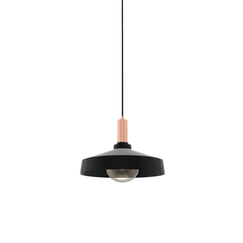 Single Pendant: Black and Copper with Industrial Shade