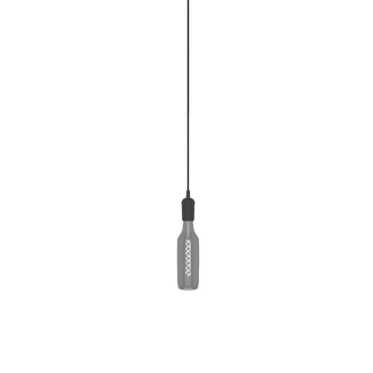 Single Pendant: Black with Smoke Bottle Bulb