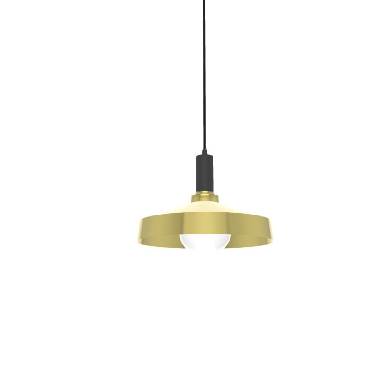 Single Pendant: Brass and Black with Industrial Brass Shade