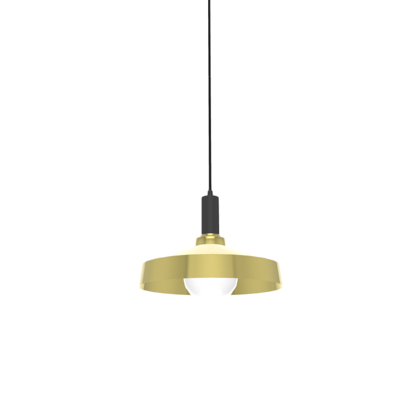Single Pendant: Brass and Black with Industrial Brass Shade