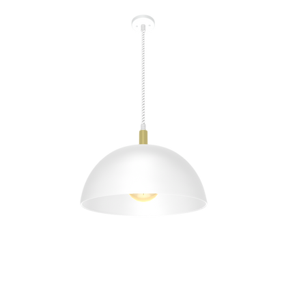 Single Pendant: Cotton Rope with White Dome Shade