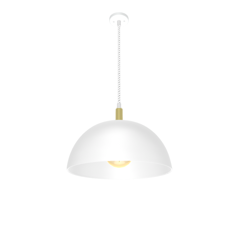 Single Pendant: Cotton Rope with White Dome Shade