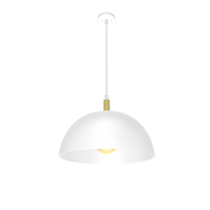 Single Pendant: Cotton Rope with White Dome Shade