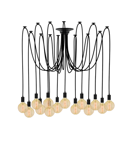 Swag Chandelier: Black with Antique Globes Hangout Lighting 14 Swag