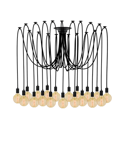 Swag Chandelier: Black with Antique Globes Hangout Lighting 19 Swag