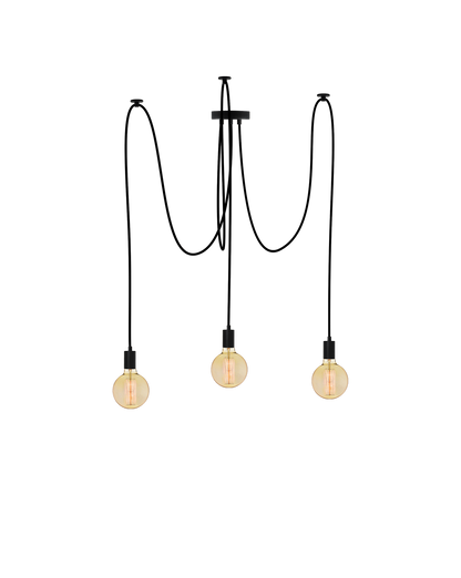 Swag Chandelier: Black with Antique Globes Hangout Lighting 3 Swag