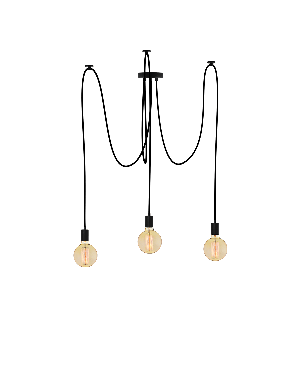 Swag Chandelier: Black with Antique Globes Hangout Lighting 3 Swag