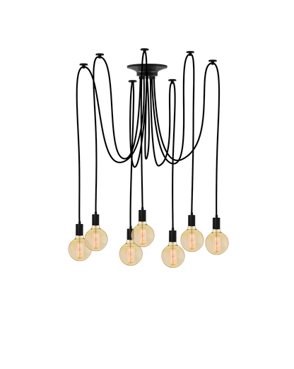 Swag Chandelier: Black with Antique Globes Hangout Lighting 7 Swag
