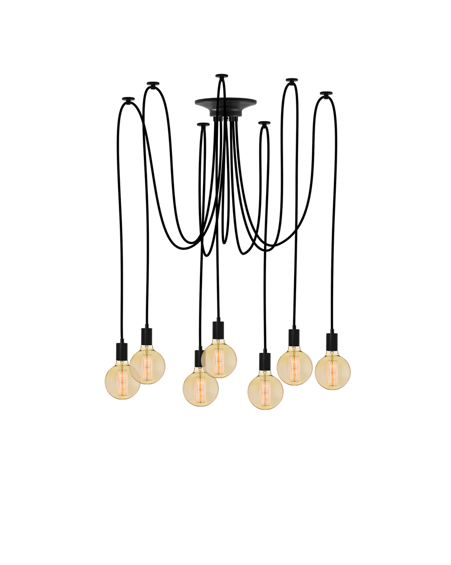 Swag Chandelier: Black with Antique Globes Hangout Lighting 7 Swag