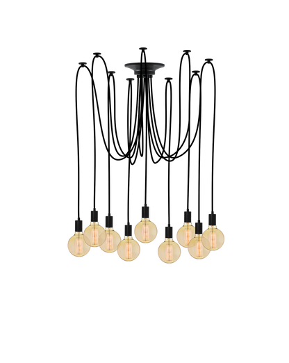 Swag Chandelier: Black with Antique Globes Hangout Lighting 9 Swag