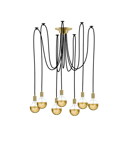 Swag Chandelier: Black with Gold Dipped Bulbs Hangout Lighting 7 Swag