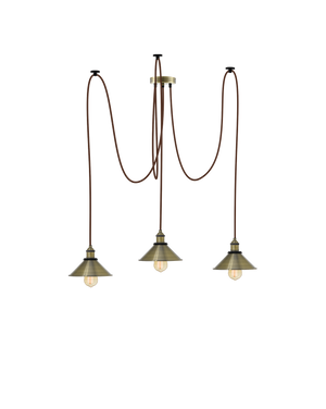 Swag Chandelier: Brown and Antique Cone Shades Hangout Lighting 3 Swag