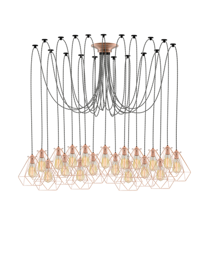 Swag Chandelier: Grey and Copper Diamond Cages Hangout Lighting 19 Swag
