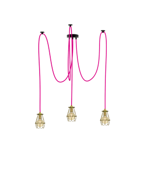 Swag Chandelier: Pink and Brass Hinge Cages Hangout Lighting 3 Swag