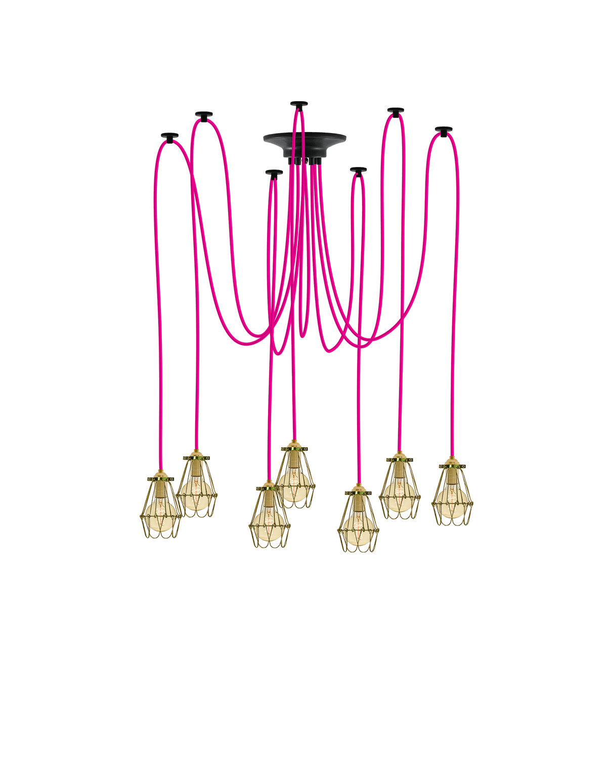 Swag Chandelier: Pink and Brass Hinge Cages Hangout Lighting 7 Swag