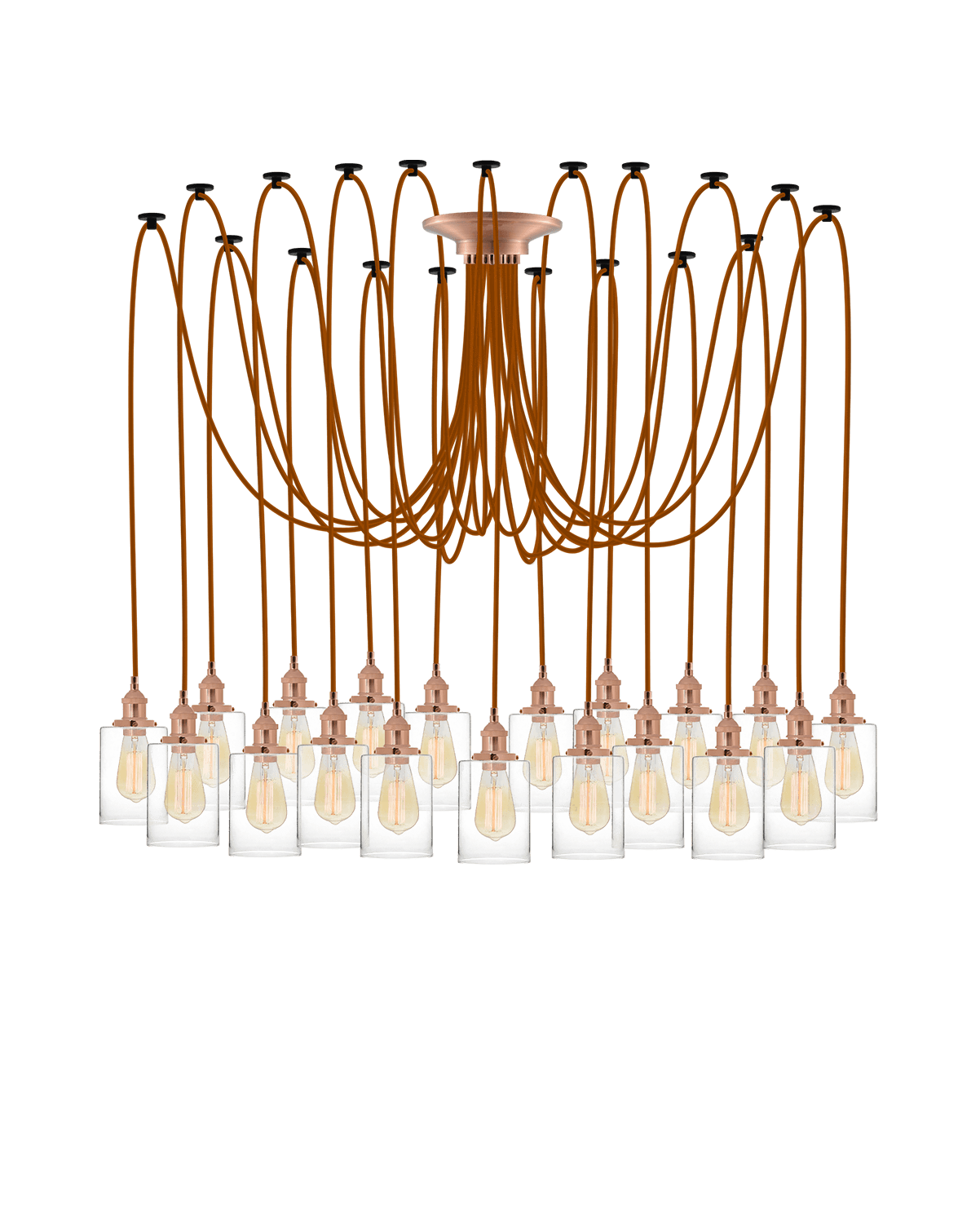 Swag Chandelier: Rust with Glass Cylinder Shades Hangout Lighting 19 Swag