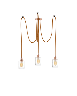 Swag Chandelier: Rust with Glass Cylinder Shades Hangout Lighting 3 Swag