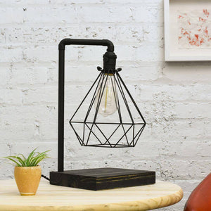 Table Lamp Black Geometric Cage Industrial Edison Desk Lamp Hangout Lighting