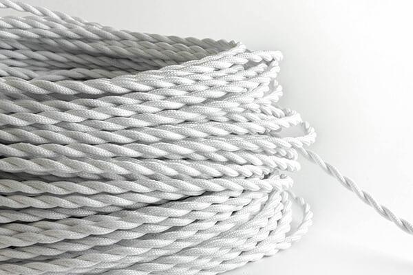 White Twisted Fabric Cord by the Foot Hangout Lighting 