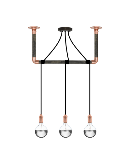 Wrap Chandelier: Black, Ebony and Copper Hangout Lighting 3 Pendants