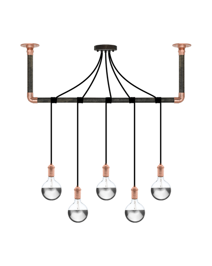 Wrap Chandelier: Black, Ebony and Copper Hangout Lighting 5 Pendants